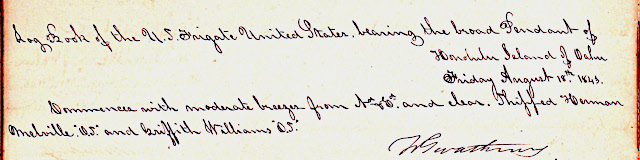 Frigate USS United States Logbook August 18th 1843
